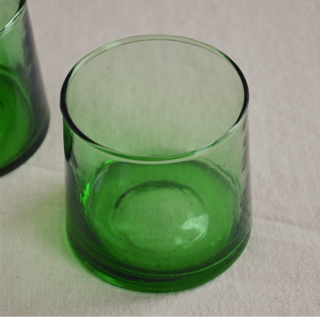 Hand-blown Moroccan Tumbler in Green