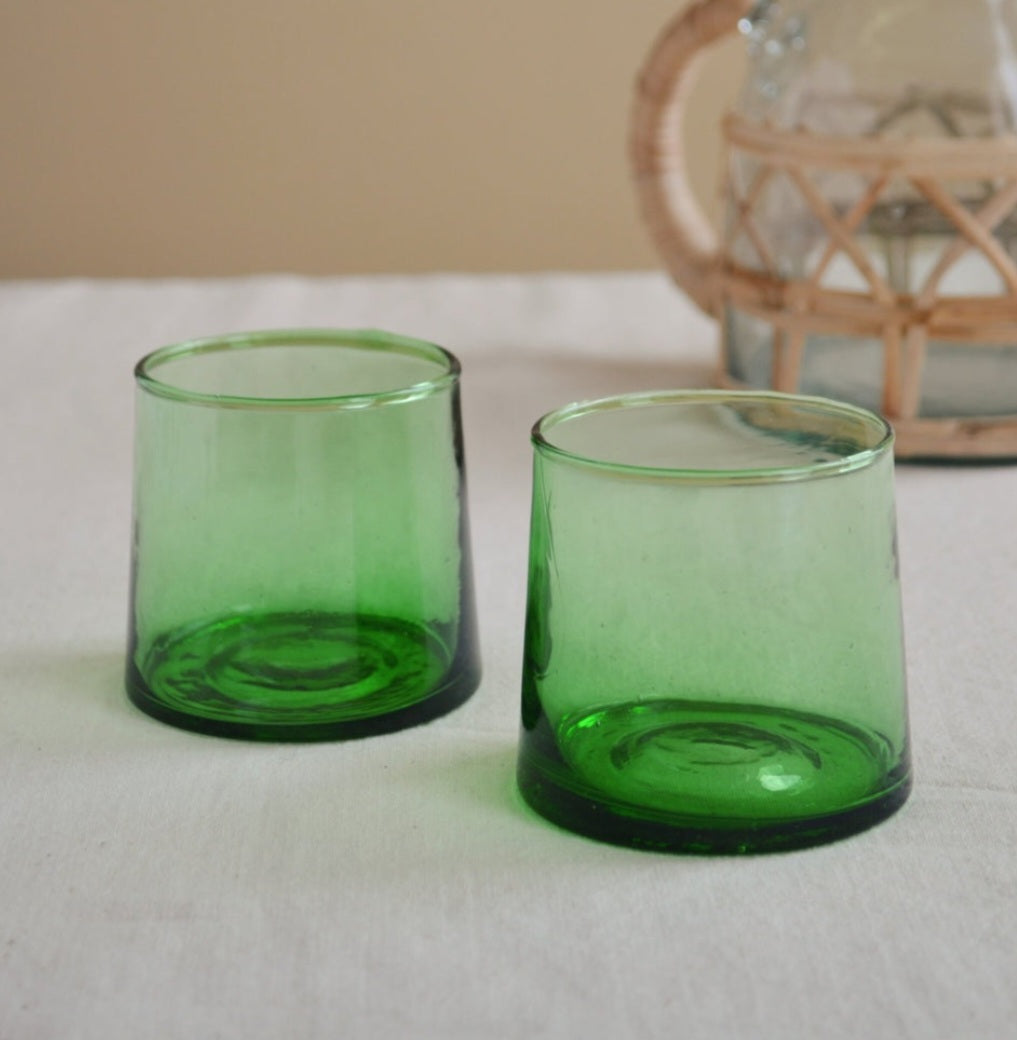 Hand-blown Moroccan Tumbler in Green