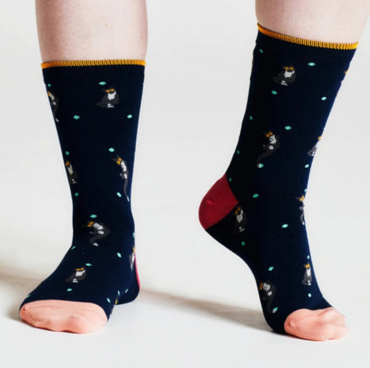 Thought Serafina Cat Bamboo Socks in Navy