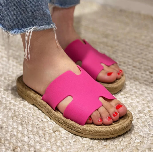 Olivia Espadrille Slides in Fuchsia