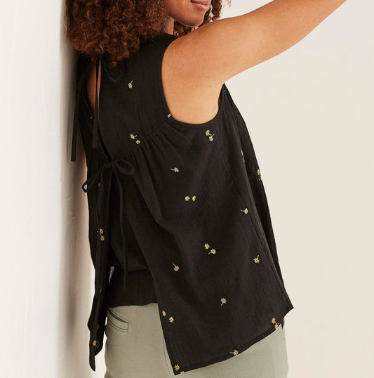 Elma Embroidered Tie Back Top