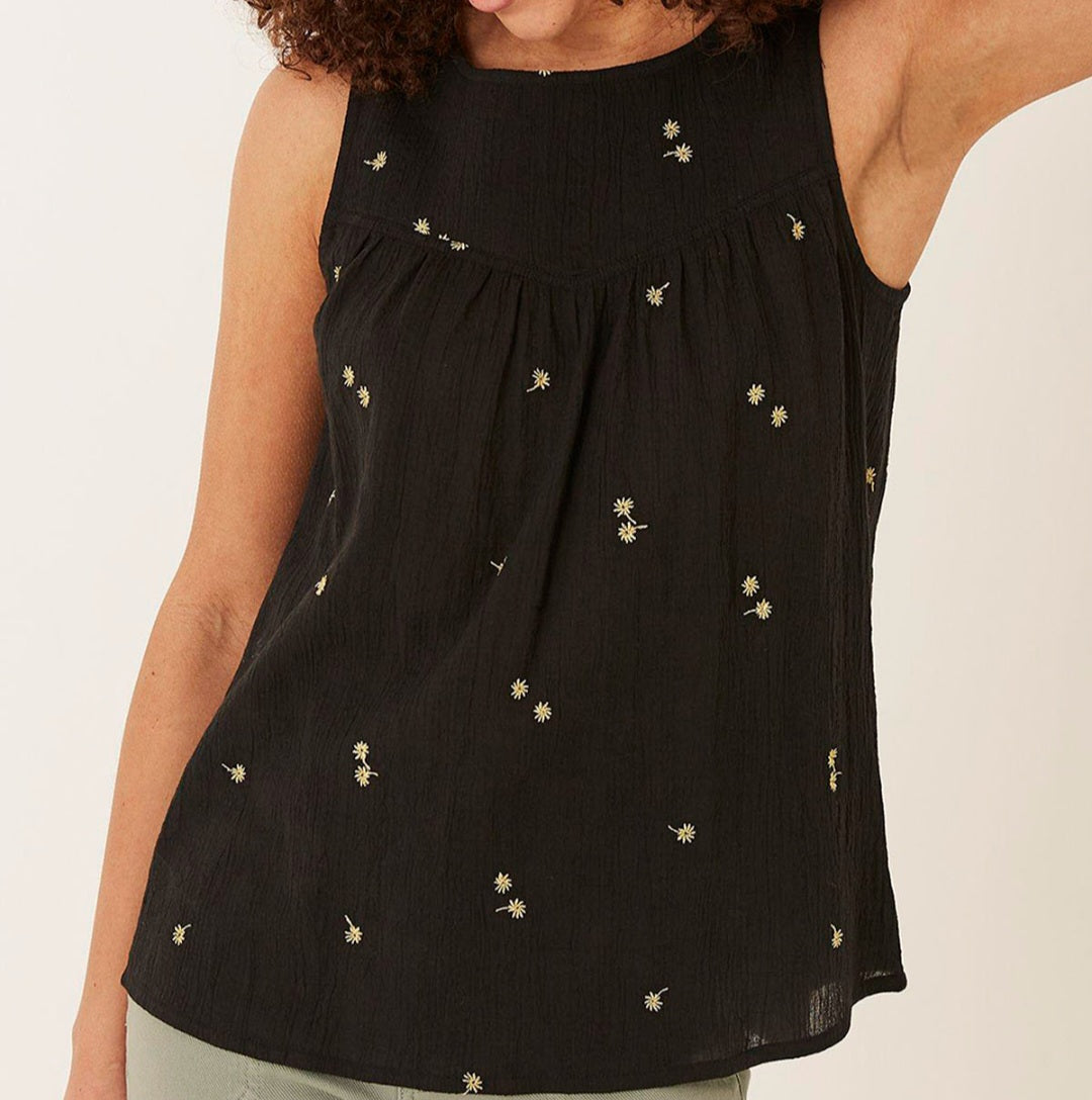 Elma Embroidered Tie Back Top