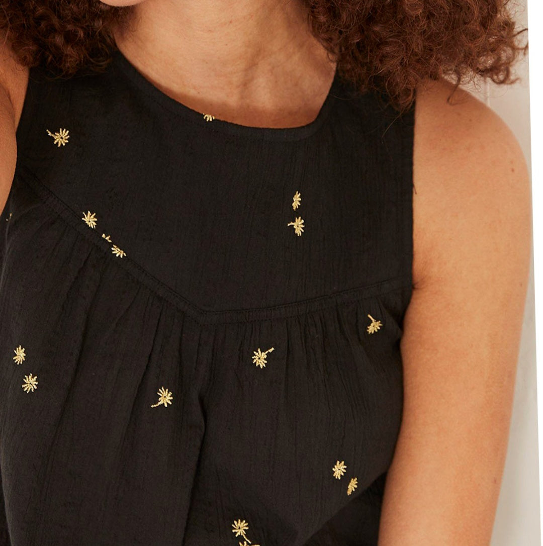 Elma Embroidered Tie Back Top