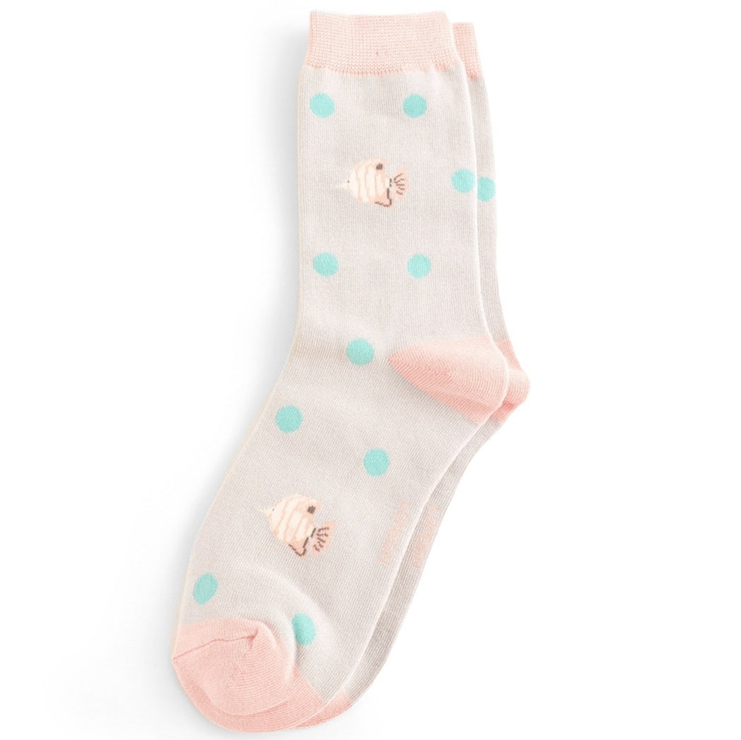 Tropical Fish Bamboo Socks in Silver