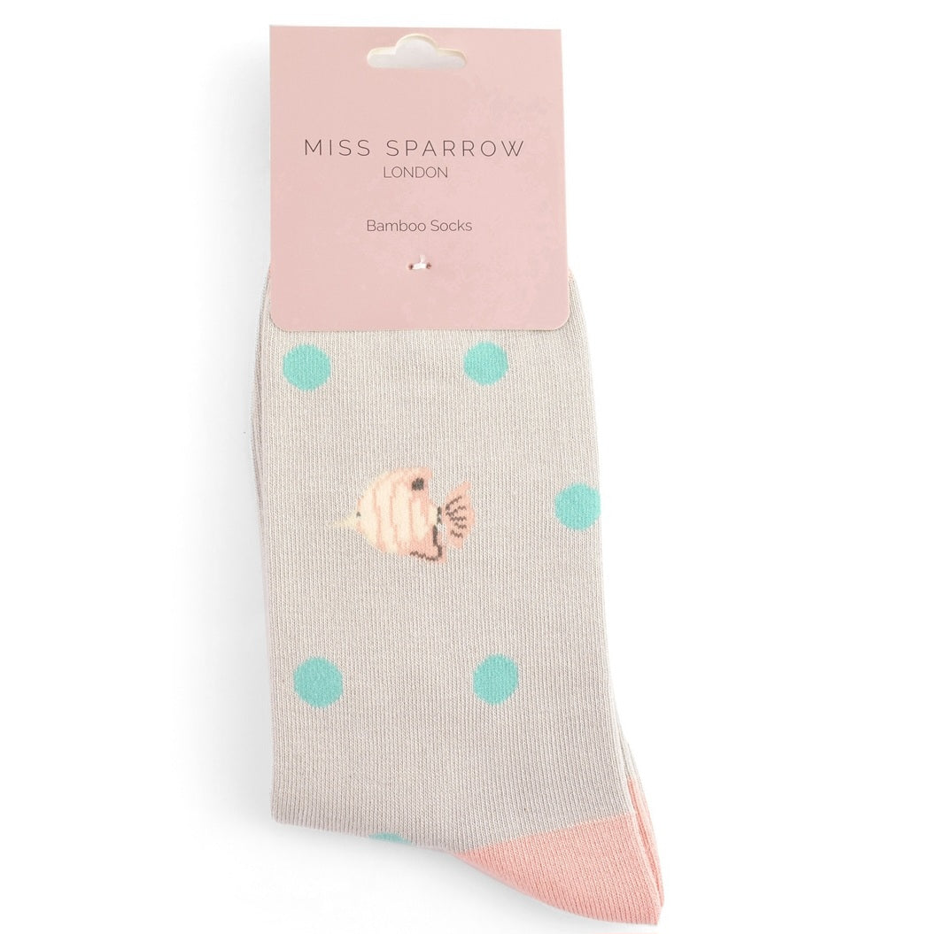 Tropical Fish Bamboo Socks in Silver