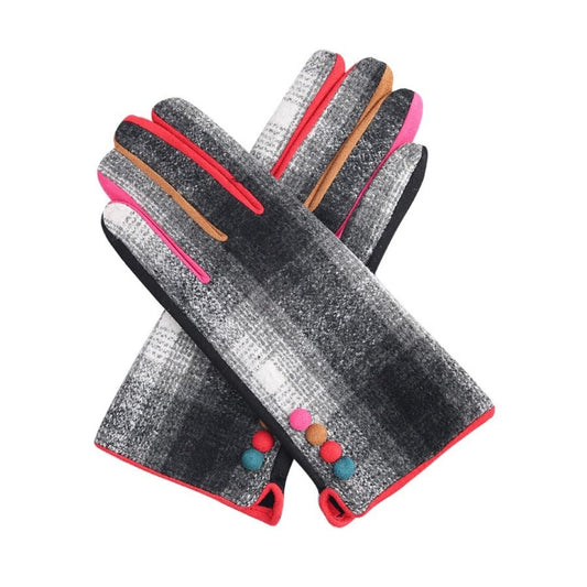 Colour Block Gloves Black Check