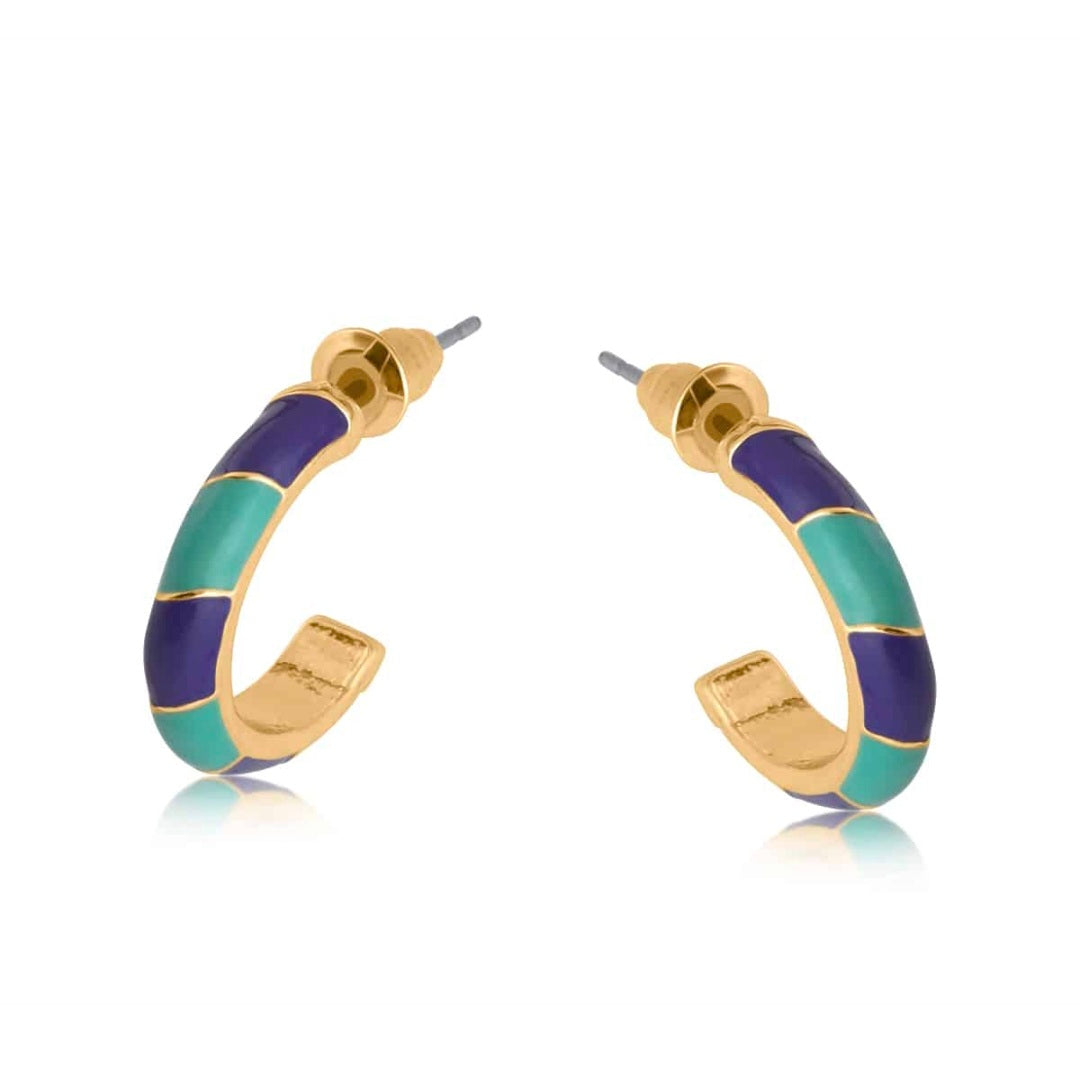 Sunny Two Tone Enamel Earrings in Blue