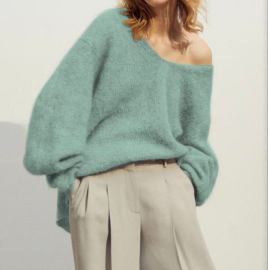 Mohair Slouch Jumper in Mint