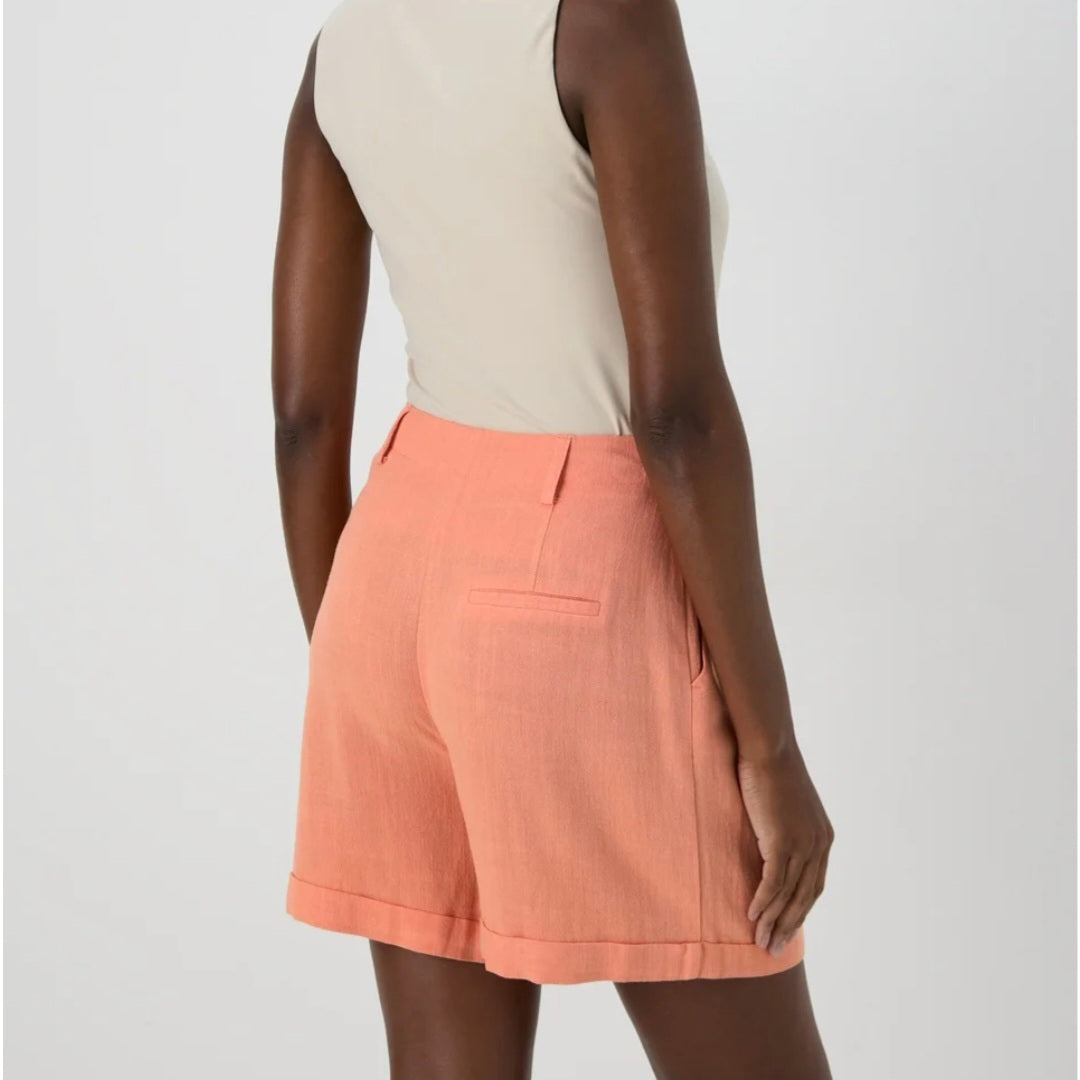 Effie Linen Blend Shorts in Coral