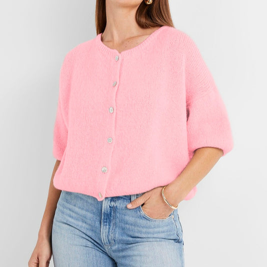 Mohair Cropped Cardi in Soft Pink