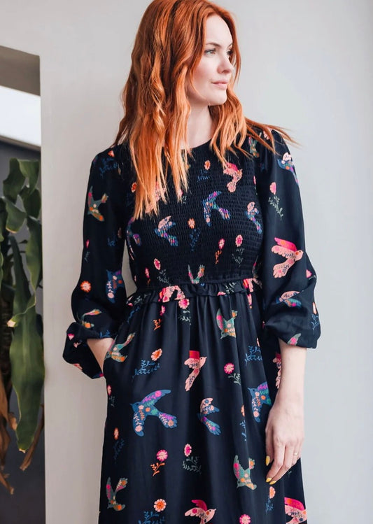 Sugarhill Brighton Darcie Shirred Rainbow Folk Bird Dress