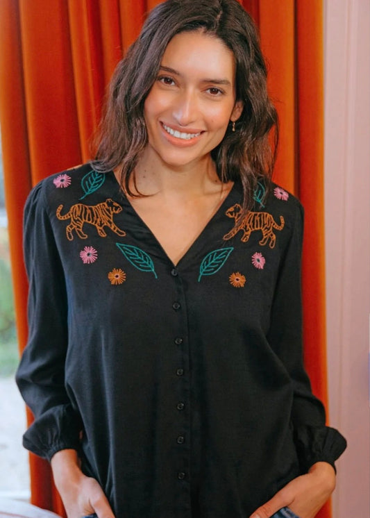 Sugarhill Brighton Dawn Tiger Embroidery Blouse