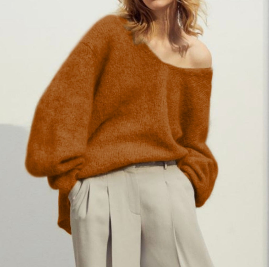 Mohair Slouch Jumper in Soft Paprika