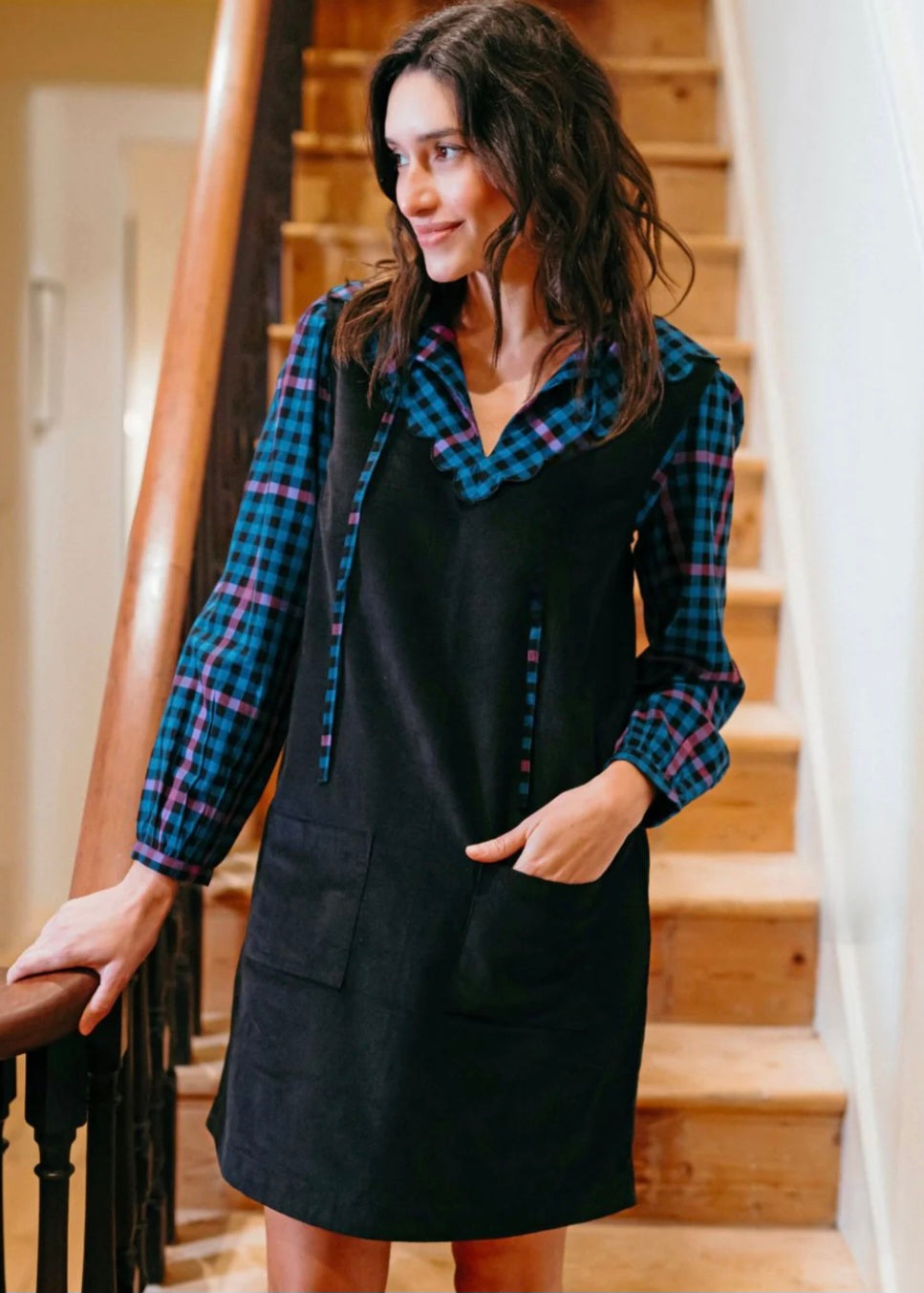 Sugarhill Brighton Kacy Black Cord Tunic Dress