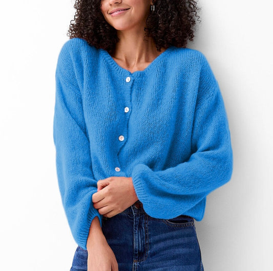 Mohair Long Sleeve Cardi in Cornflower