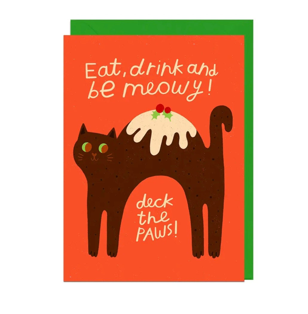 Eat, Drink & Be Meowy Christmas Card