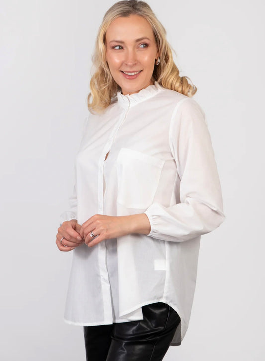 Darcey Oversized Cotton Ruffle Shirt