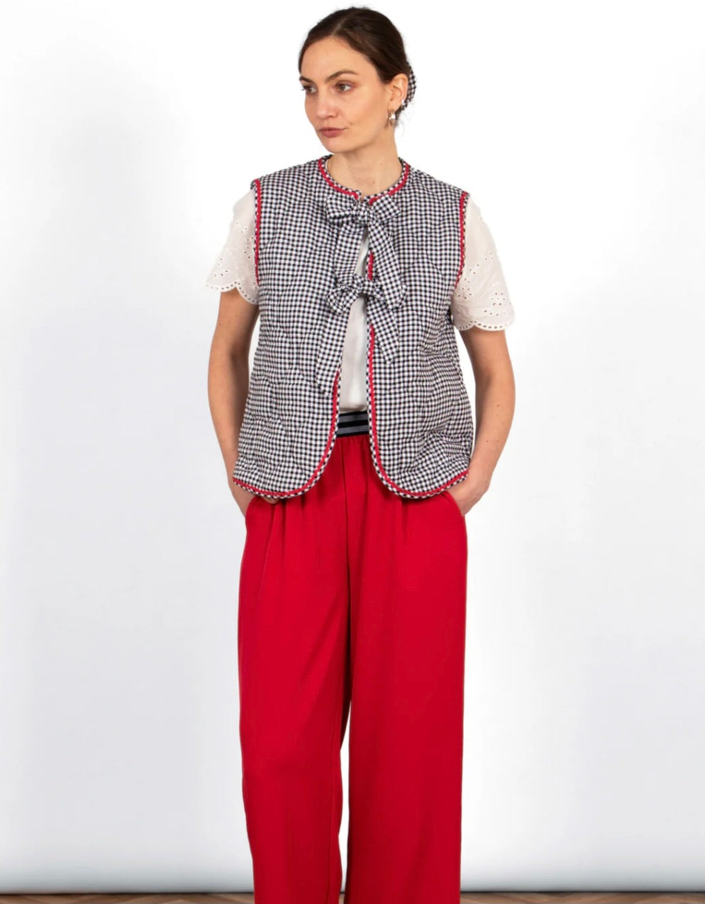 Noa Quilted Cotton Gilet - Gingham
