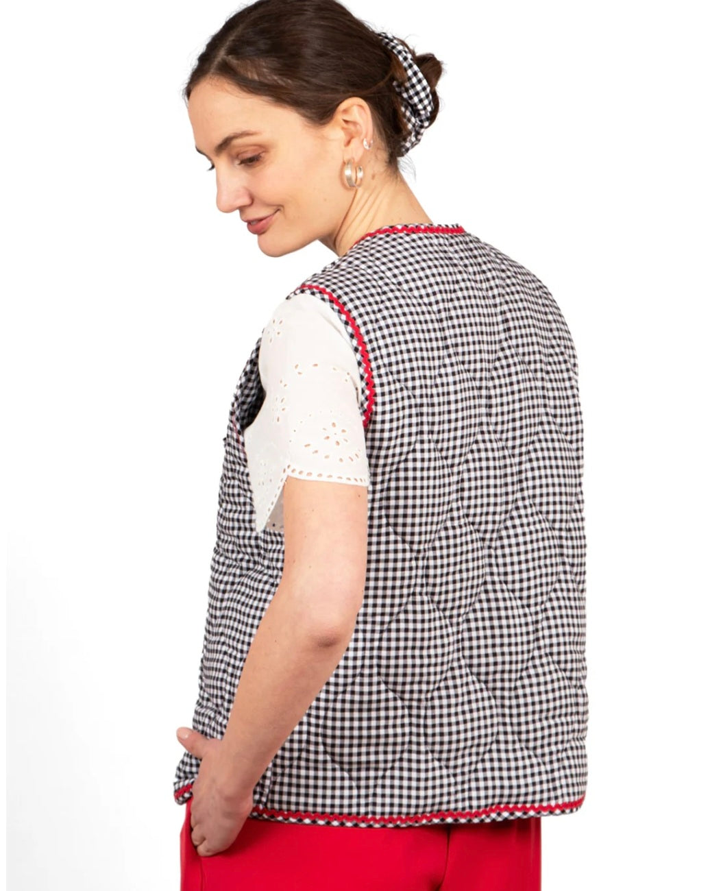 Noa Quilted Cotton Gilet - Gingham