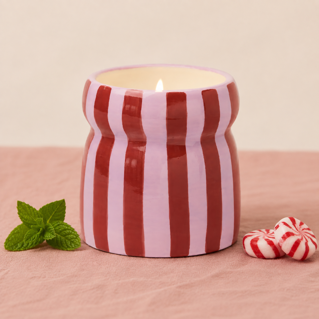 Paddywax Cabana Pink Peppermint Ceramic Candle