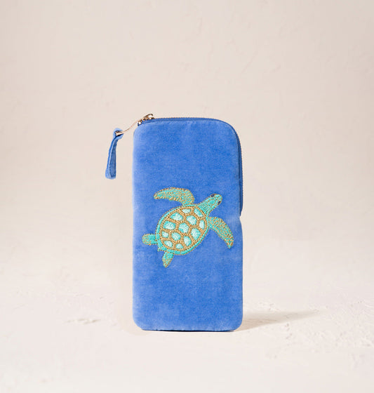 Swimming Turtle Glasses Case Caribbean Blue