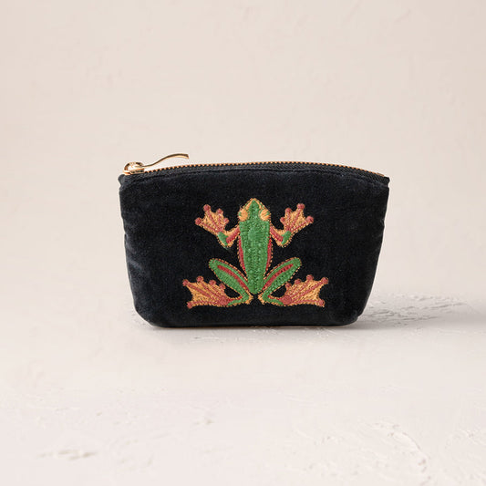 Tree Frogs Coin Purse in Charcoal