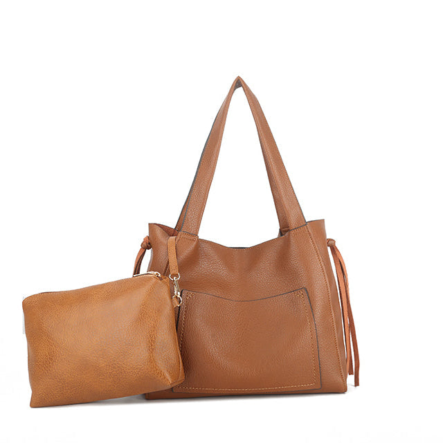 Shoulder Bucket Bag in Tan
