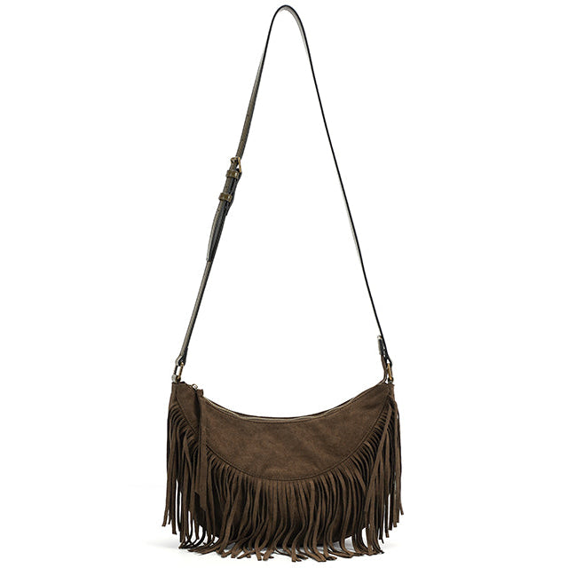 Crescent Tassel Bag in Forrest