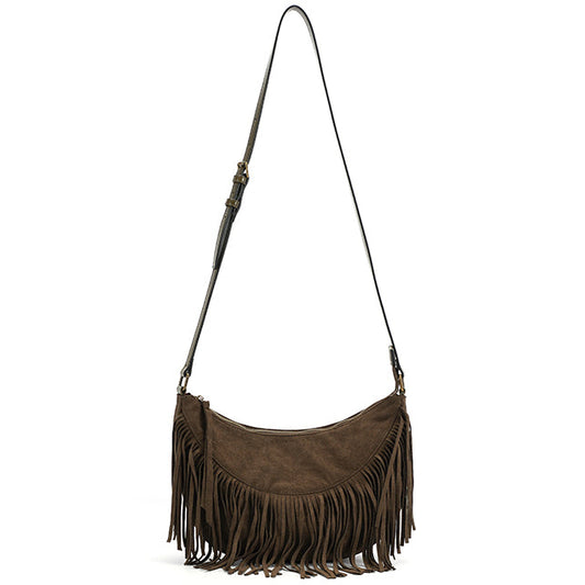 Crescent Tassel Bag in Forrest