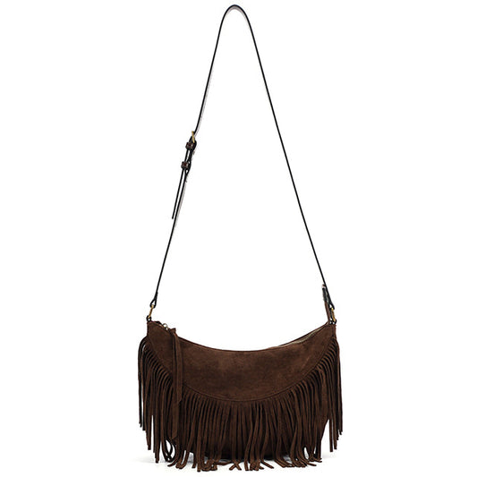 Crescent Tassel Bag in Coffee