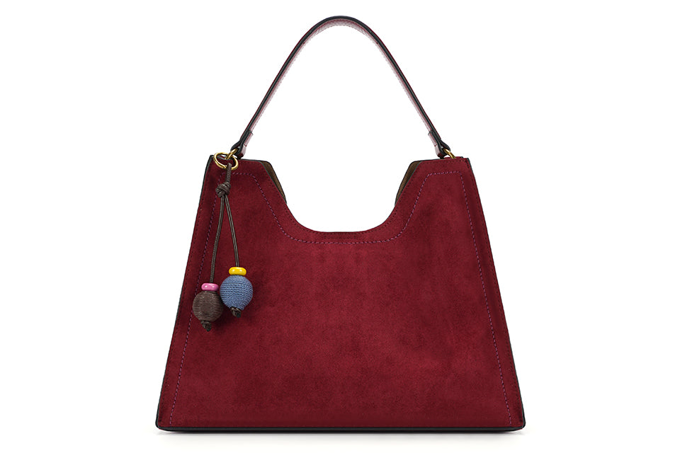 Faux Suede Rue Bag in Merlot