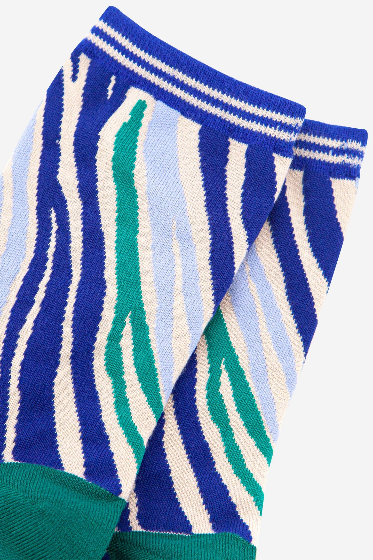 Zebra Print Bamboo Socks in Green Blue