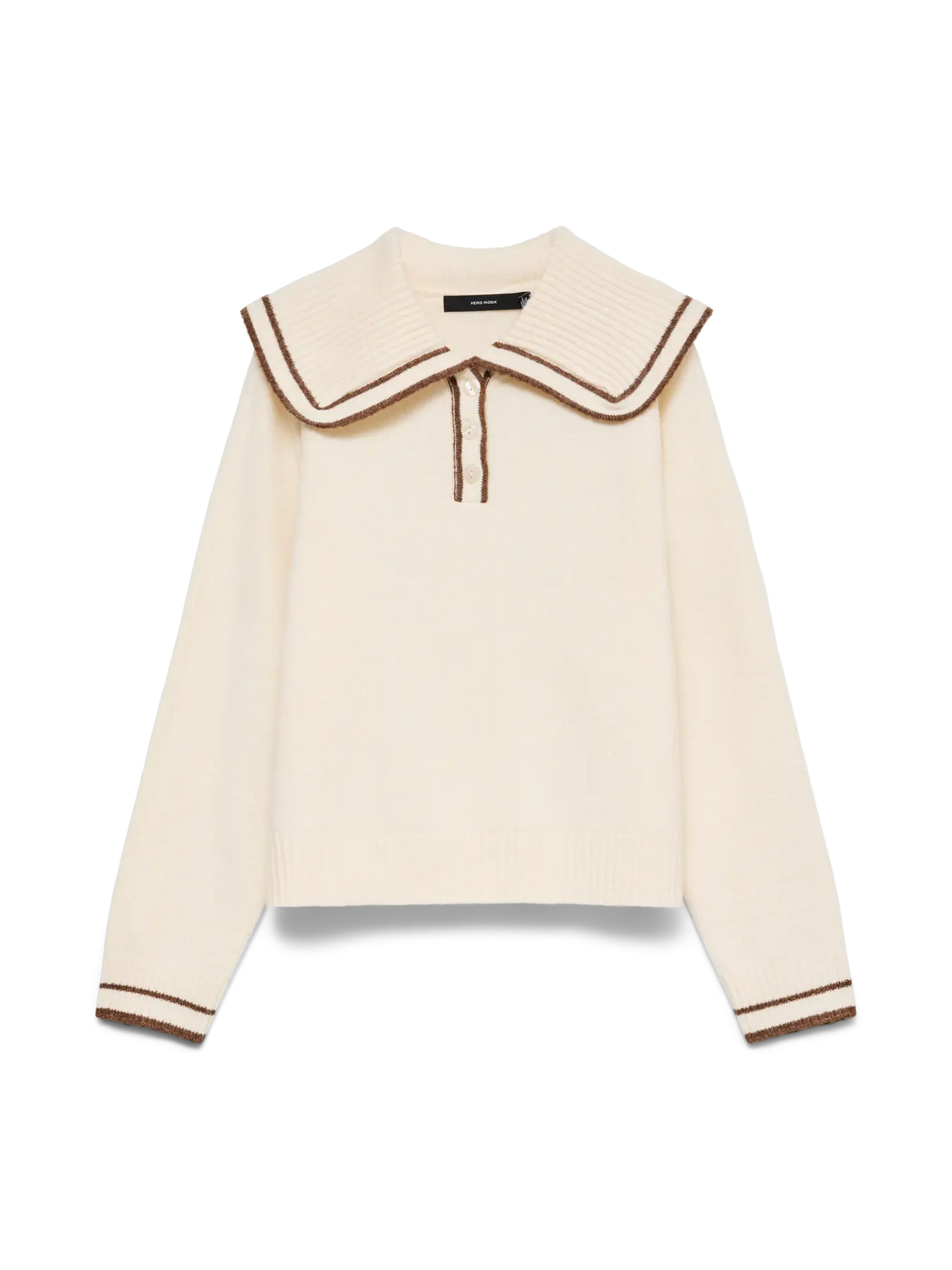 Vero Moda Cora Large Collar Jumper in Cream