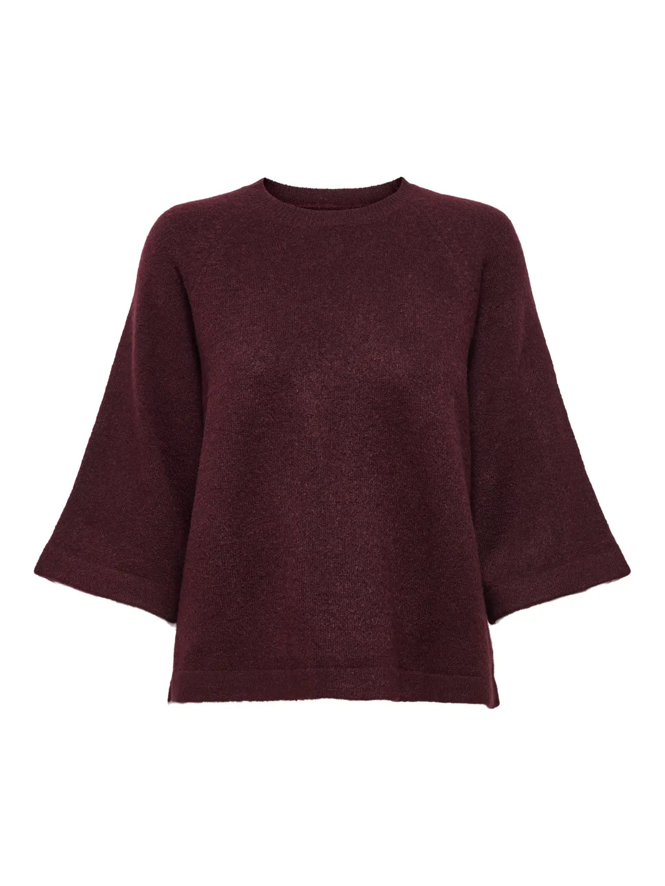ONLY Simoni Boxy 3/4 Knit in Port Wine