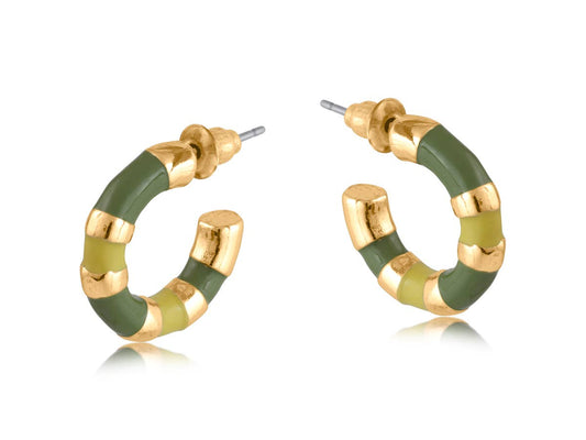Sunny Multi Toned Enamelled Earrings in Green