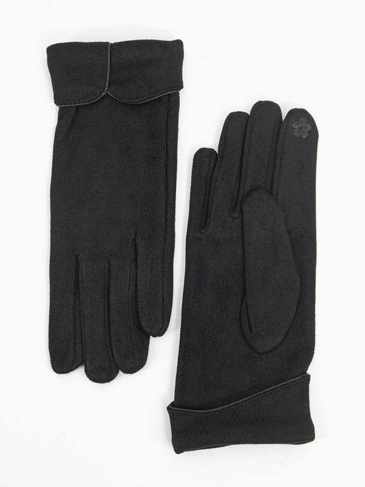 Tori Scalloped Cuff Gloves in Black