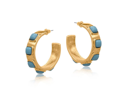 Louise Large Hoops - Turquoise Stone