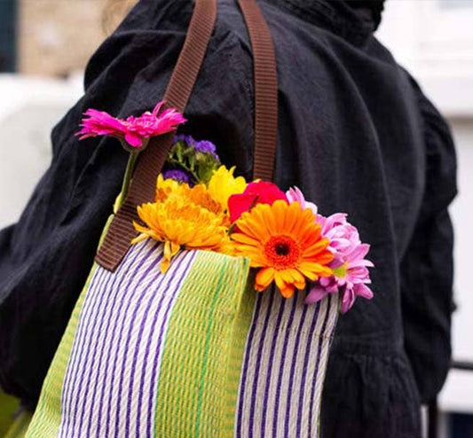 Eco Woven Market Shopper in Doge, Pearl, Primrose & Grass