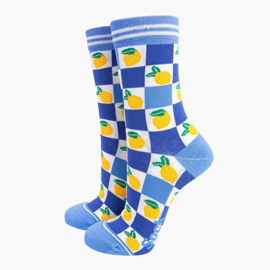 Lemon Checkerboard Bamboo Socks