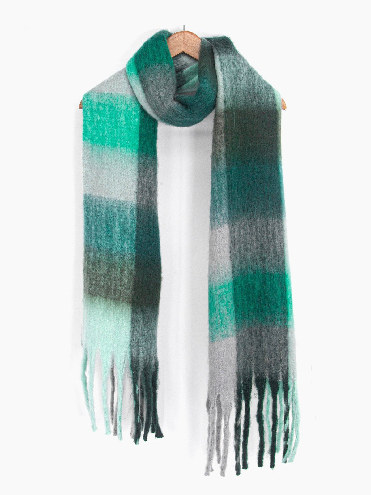 Allie Heavyweight Scarf - Aqua Colour Block