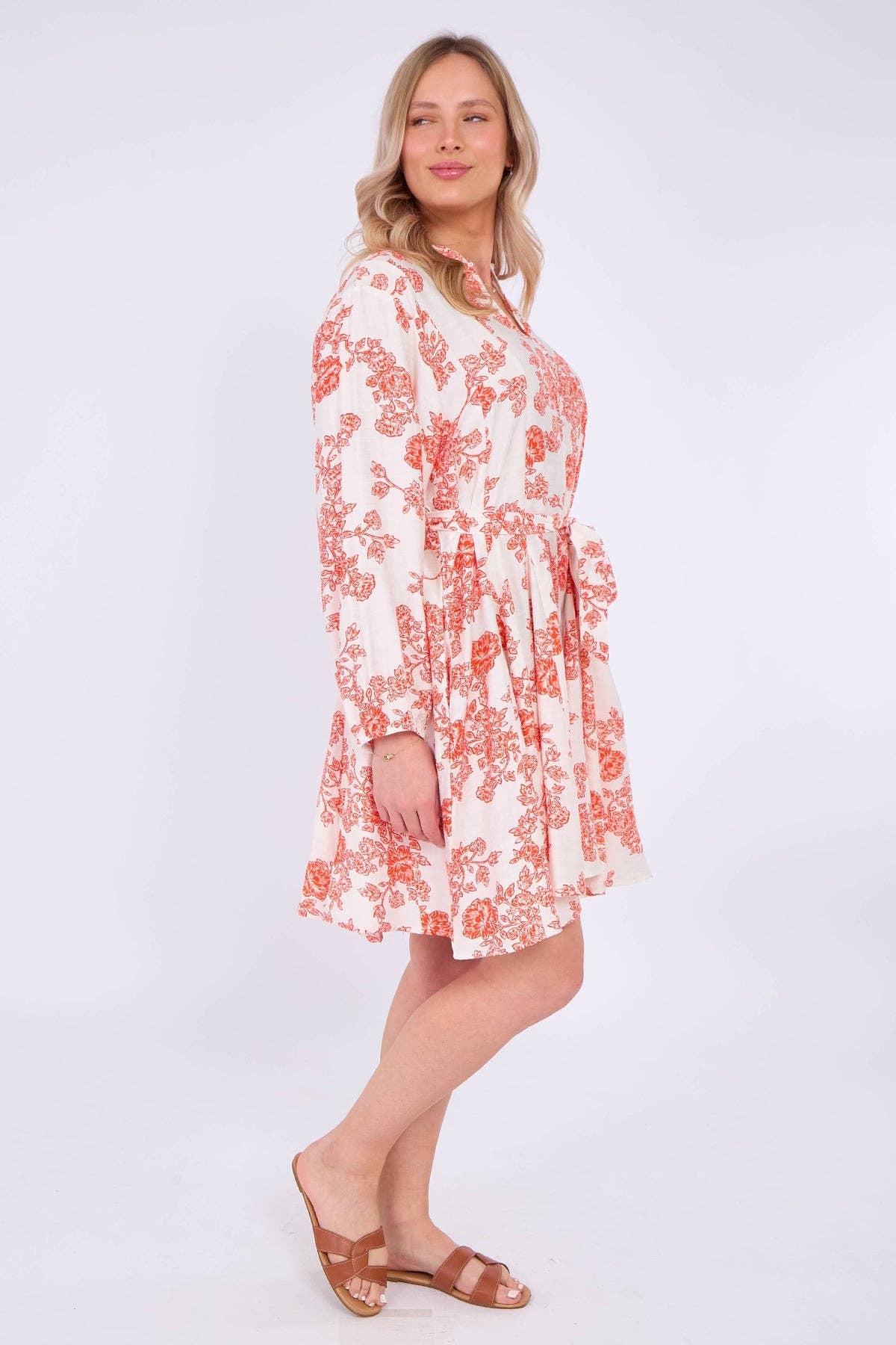 Red Floral Print Flared Hem Mini Dress