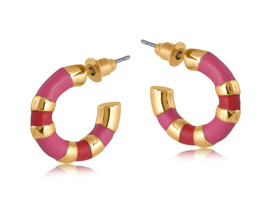 Malina Multi Toned Enamelled Earrings in Pink