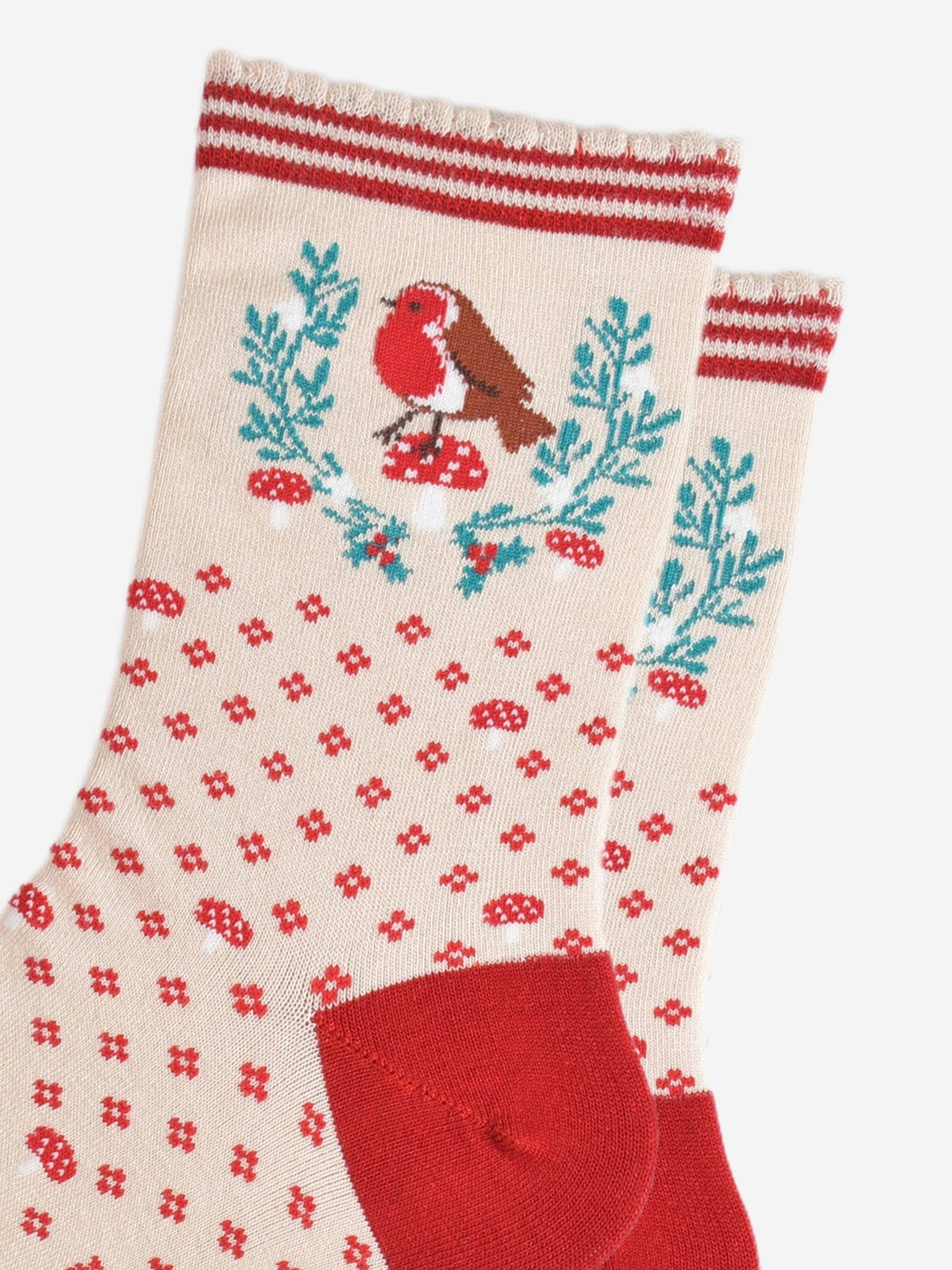 Festive Robin Wreath Bamboo Socks