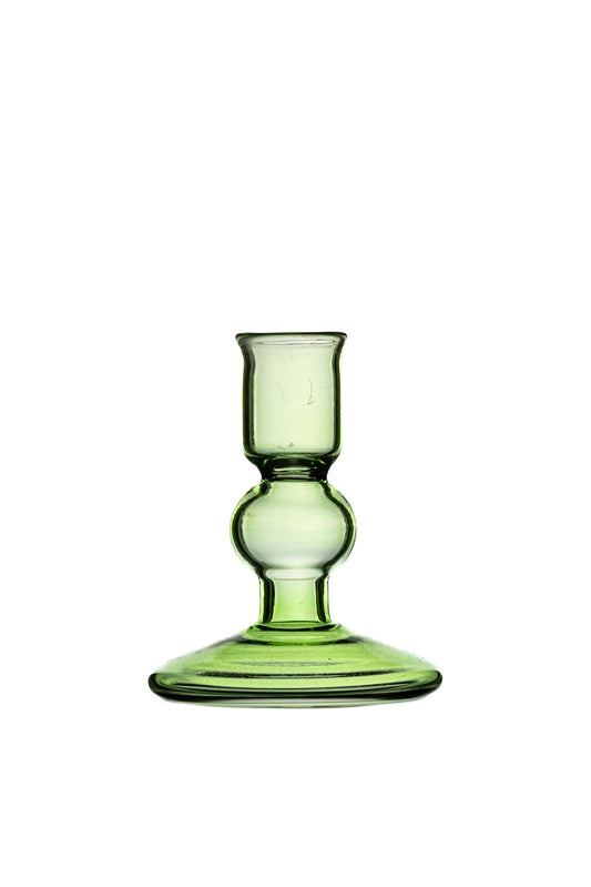 Ice Green Glass Candlestick Mini