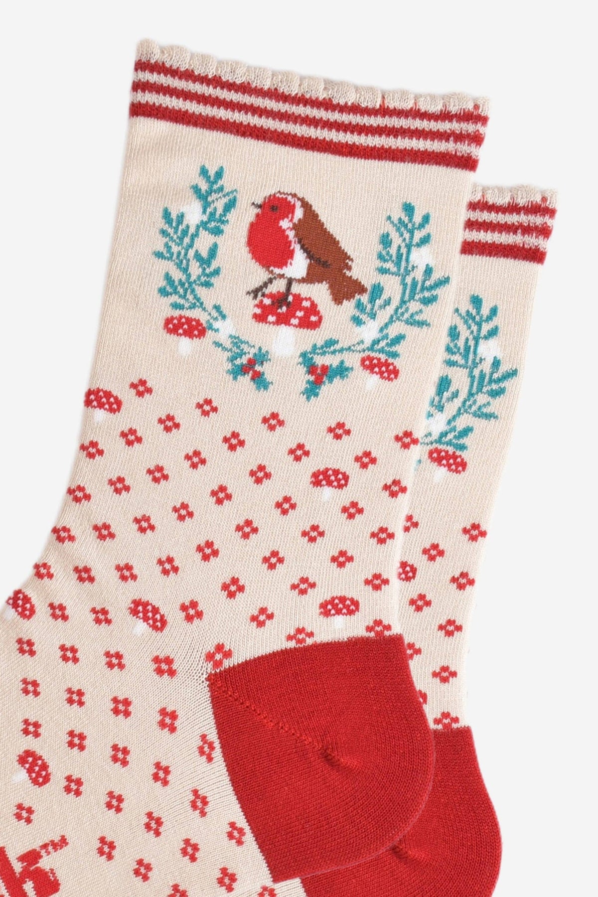 Festive Robin Wreath Bamboo Socks