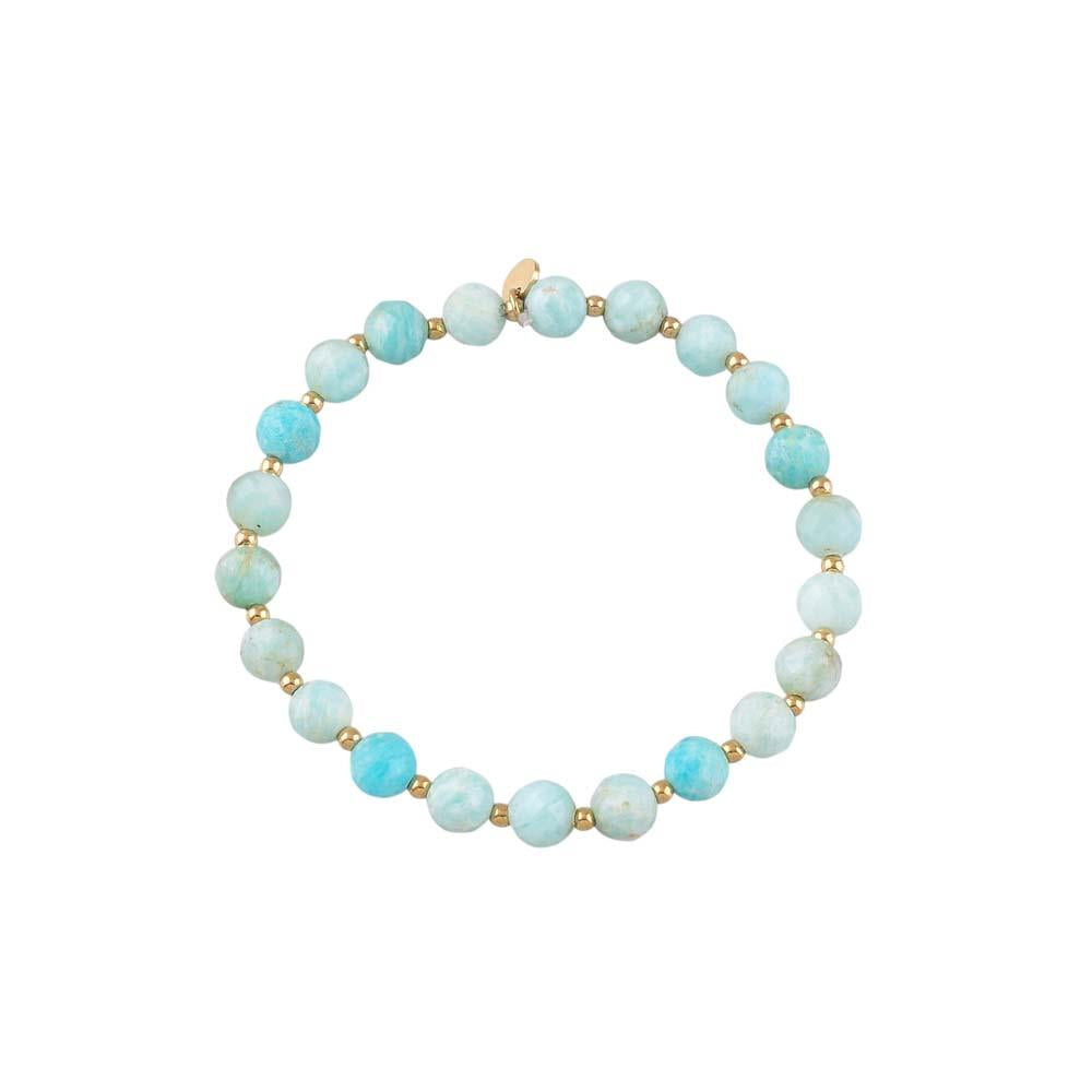 WHITE LEAF 18kt Gold Plated & Natural Stone Elasticated Bracelet