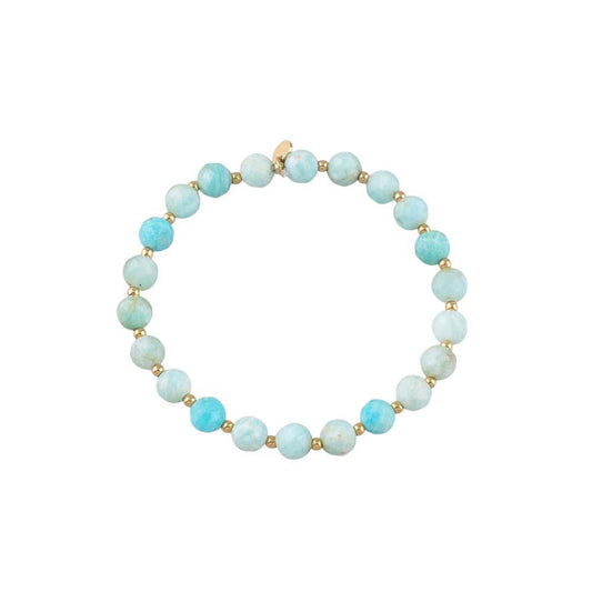 WHITE LEAF 18kt Gold Plated & Natural Stone Elasticated Bracelet