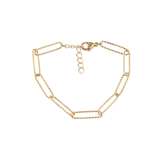 WHITE LEAF 18kt Gold Plated Textured Fine Link Chain Bracelet