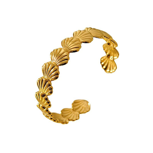 WHITE LEAF 18kt Gold Plated Shell Bangle