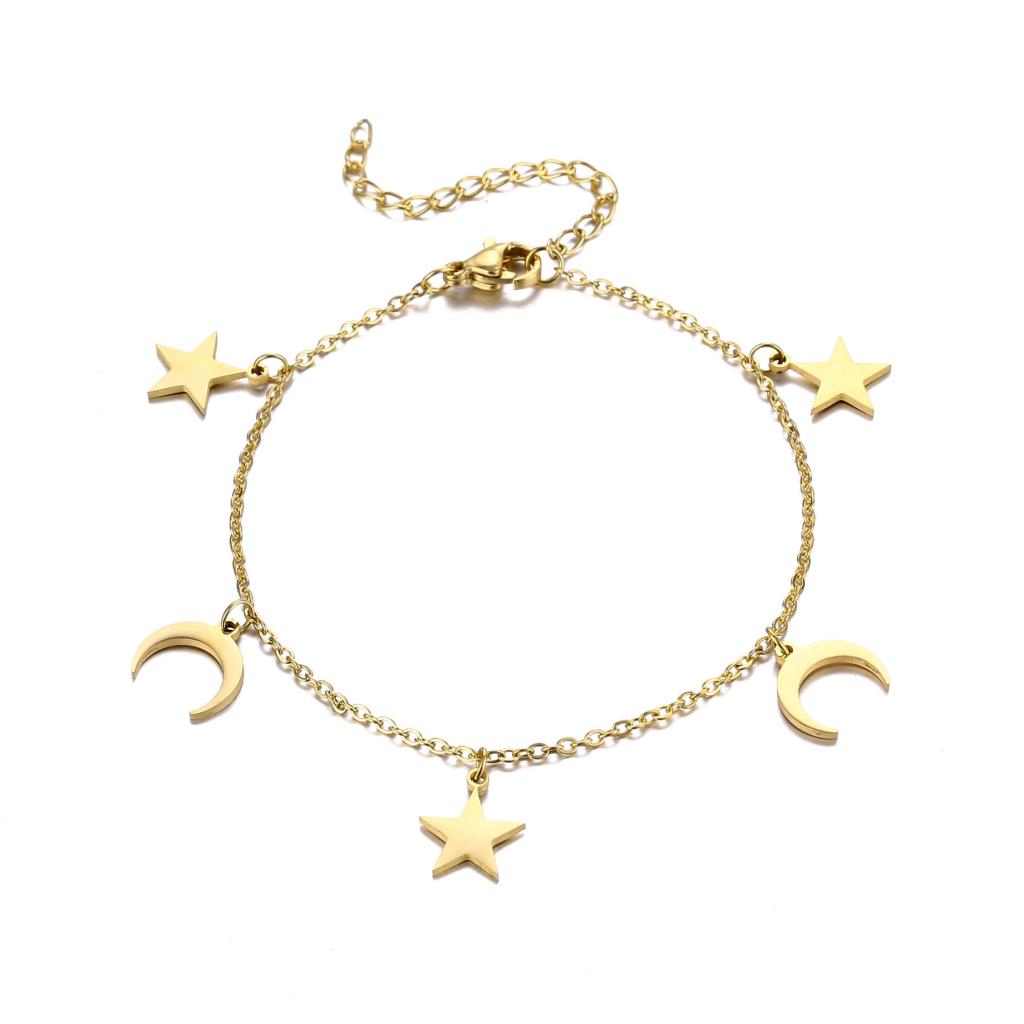 WHITE LEAF 18kt Gold Plated Moon & Stars bracelet